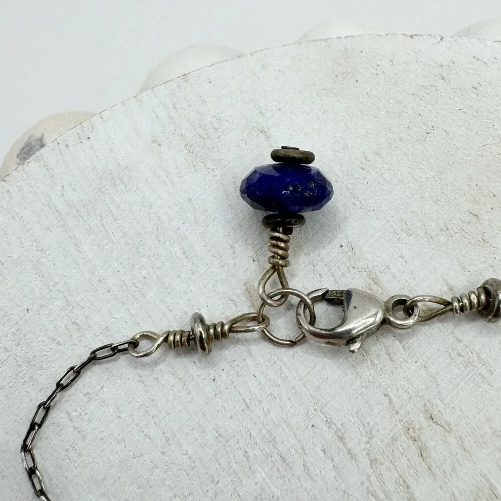 Sterling Silver Infinity Everlasting Friendship Knot Symbol Bracelet Sodalite 7”